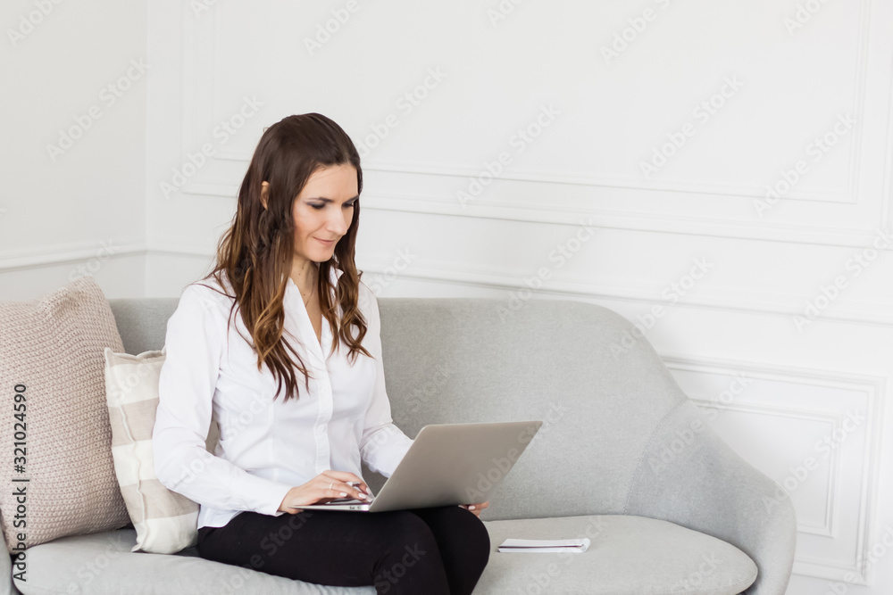 Woman working at a computer, freelancer or Manager, self-employed, business Woman working at a computer, freelancer or Manager, self-employed, business