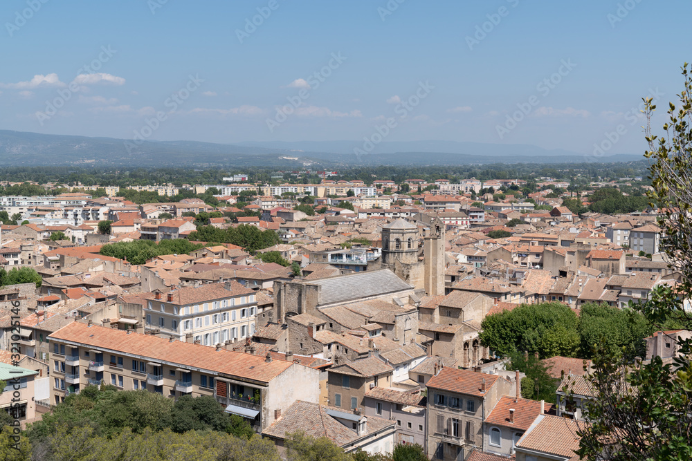 panoramic view aerial top of french city Cavaillon town in Provence France