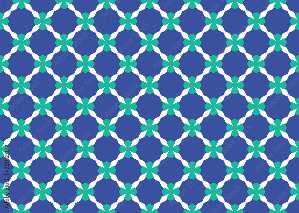 Fototapeta premium Seamless geometric pattern design illustration. Background texture. In blue, white colors.
