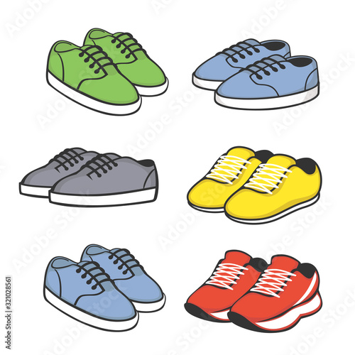 Vector set of sports shoes. Fashion sportwear, sneakers, footwear