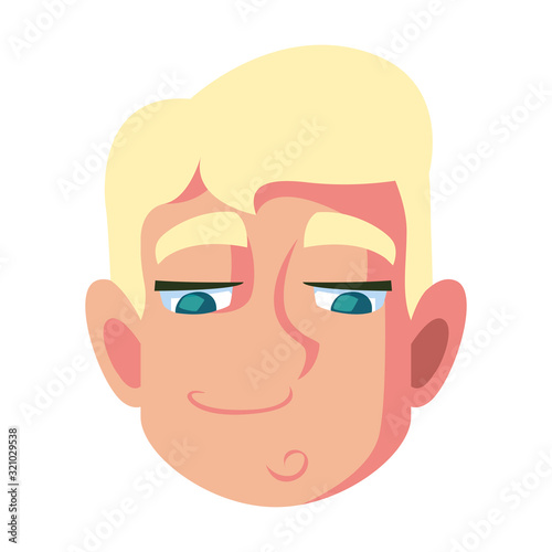 head of man smiling on white background