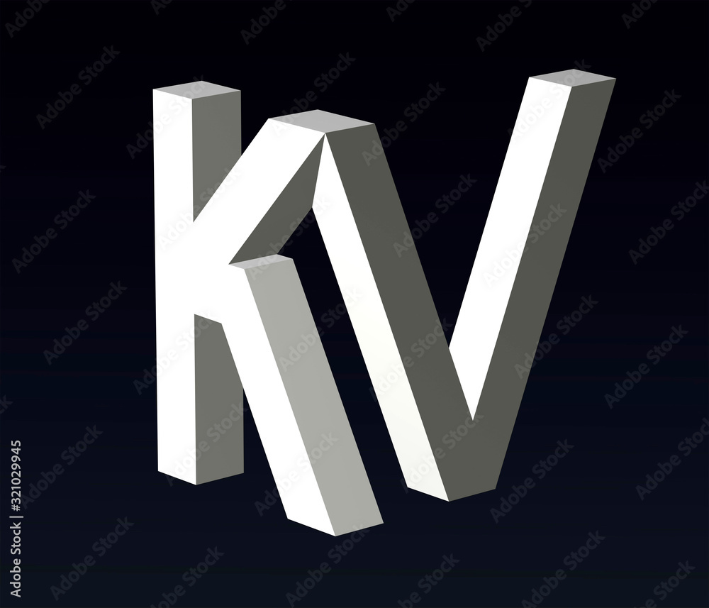 Font stylization of letters K and Z, Y, Z, V, S/ M, A, font composition of the logo. 3D rendering. Font stylization of letters K and Z, Y, Z, V, S/ M, A, font composition of the logo. 3D rendering.