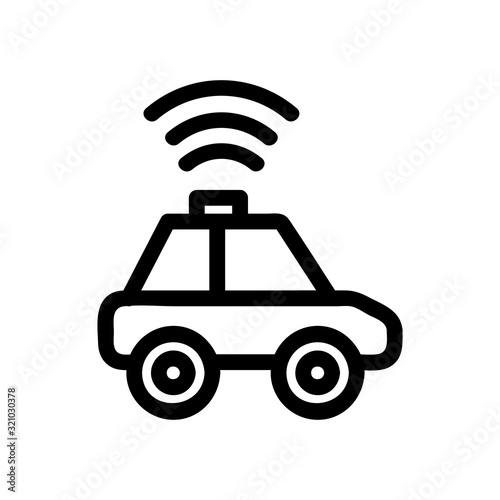 The driverless icon is a vector. Thin line sign. Isolated contour symbol illustration