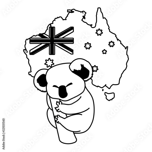 cute koala with map of australia in the background photo