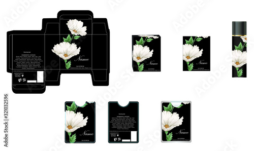 Packaging design, luxury perfume box,  pocket perfume and deo design template and mock up box. Illustration vector.