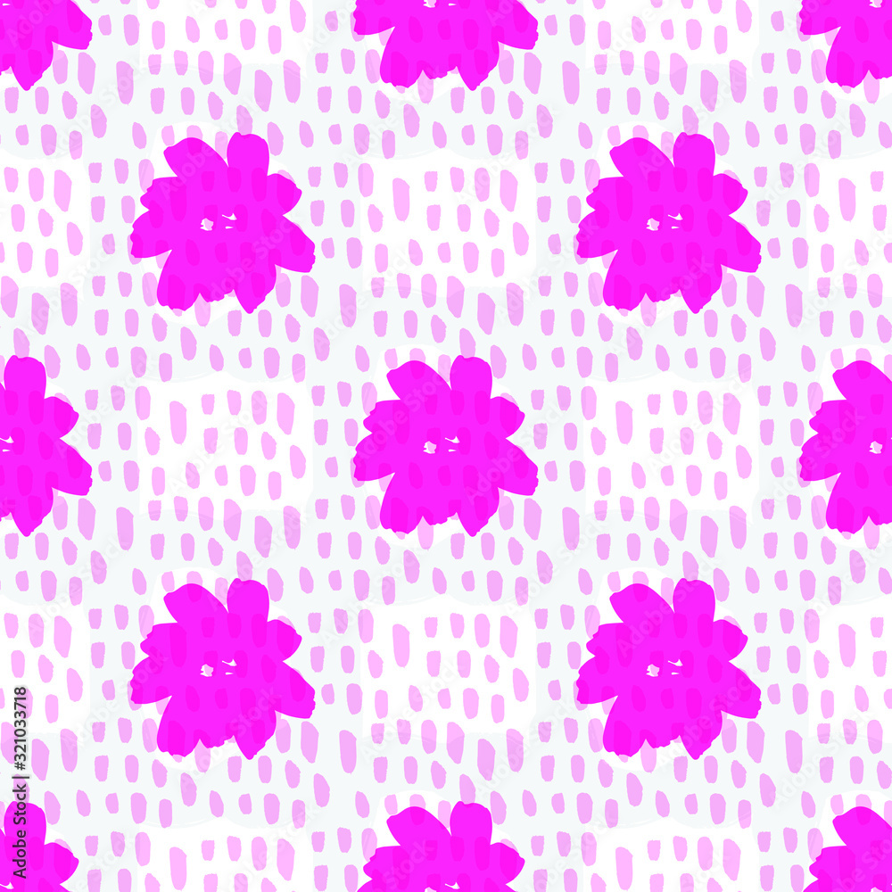 Minimalistic Seamless Pattern with Flowers Texture