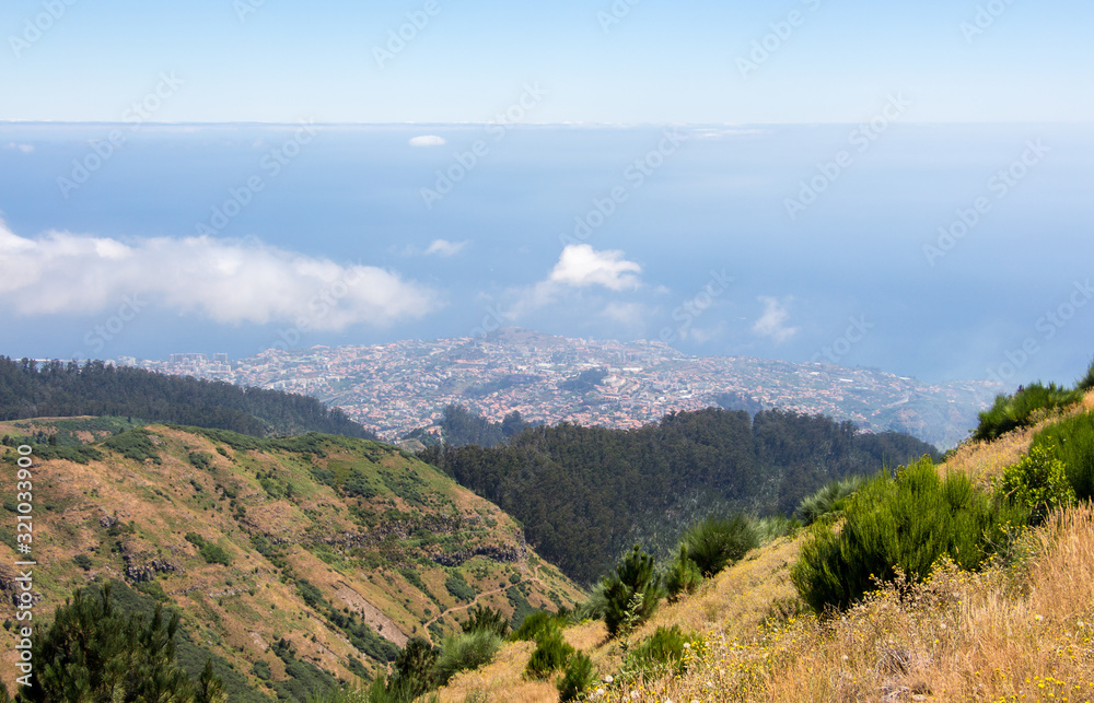 Fototapeta premium Madeira funchal mountain landscape spectacular view blue sea outdoor traveling concept