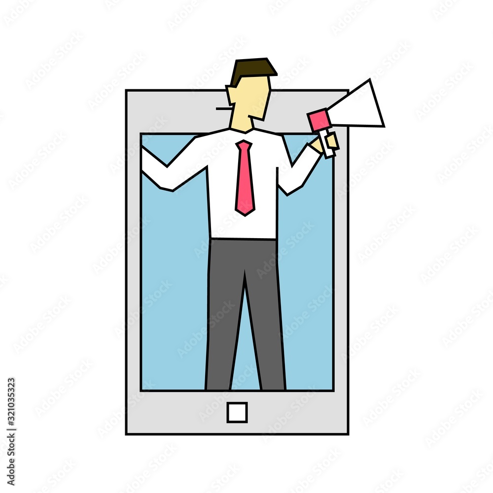 Fotografie Smartphone with a man shouting in loud speaker