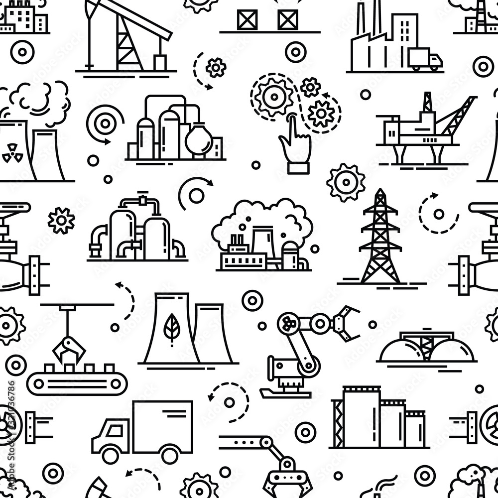 Fototapeta premium White and black vector seamless industrial pattern