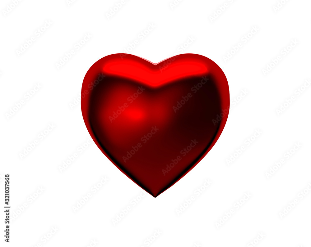 red metallic heart isolated on white background san valentín valentine