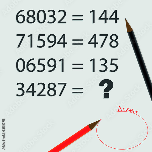 puzzles with a numerical solution. riddles. Answer. Counting games for kids and adults. Educational math game. Result. 