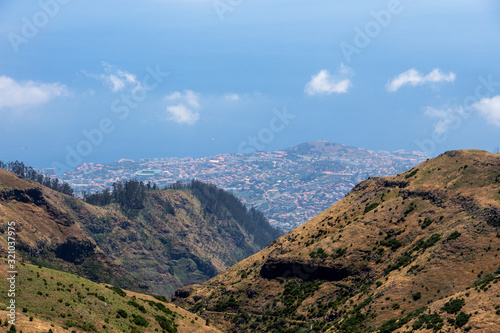 Madeira funchal mountain landscape spectacular view blue sea outdoor traveling concept