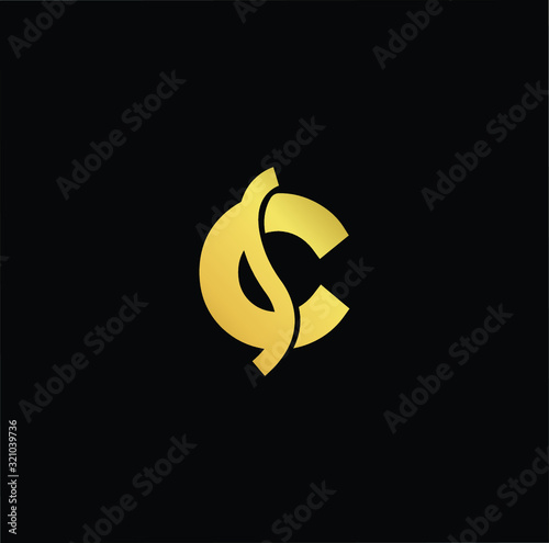 Outstanding professional elegant trendy awesome artistic black and gold color CS SC initial based Alphabet icon logo.