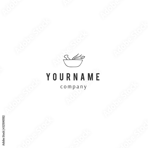 A magic herb potion. Hand drawn vector logo template.