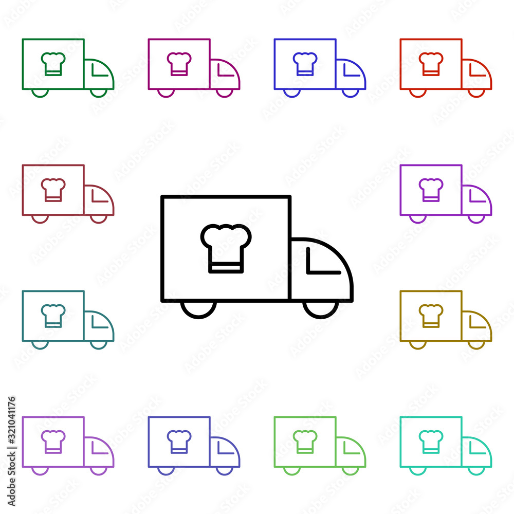 Food, delivery multi color style icon. Simple thin line, outline vector of food and drink icons for ui and ux, website or mobile application Food, delivery multi color style icon. Simple thin line, outline vector of food and drink icons for ui and ux, website or mobile application