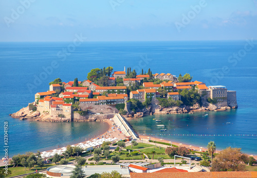 Famous Sveti Stefan island in Adriatic Sea Montenegro 