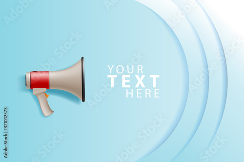 Megaphone white bubble for social media marketing concept. Place your text here. Vector announce for marketing.
