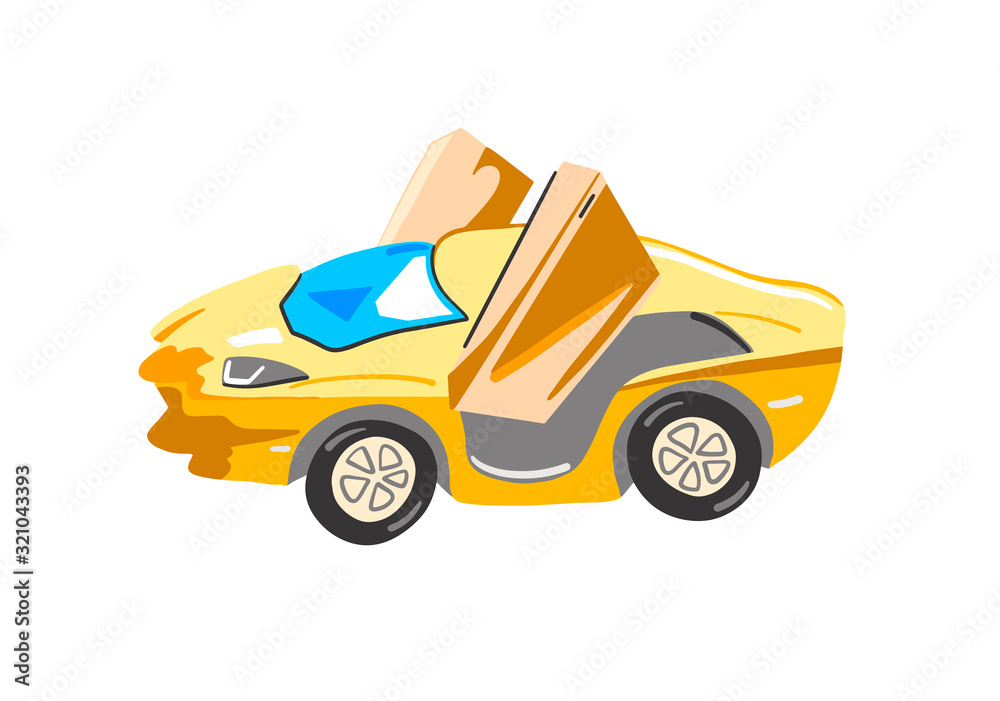 Obraz premium hand drawing sketch golden super car icon