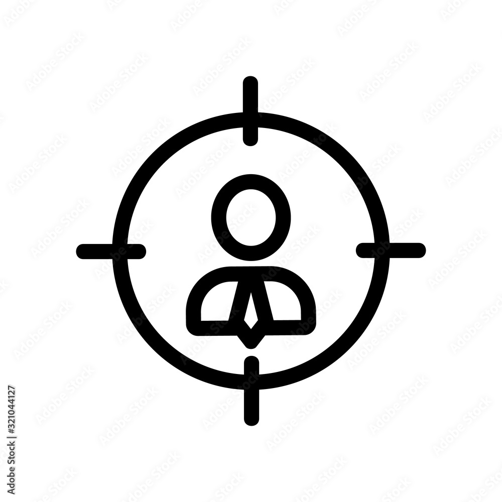 the target man is an icon vector. Thin line sign. Isolated contour symbol illustration the target man is an icon vector. Thin line sign. Isolated contour symbol illustration