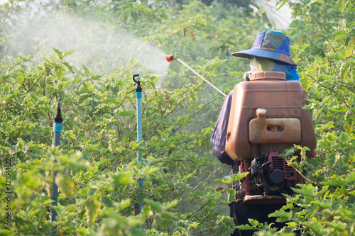 Gardeners are spraying pesticides. © thirawat