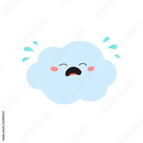 Crying cartoon cloud character in flat style © mayalis