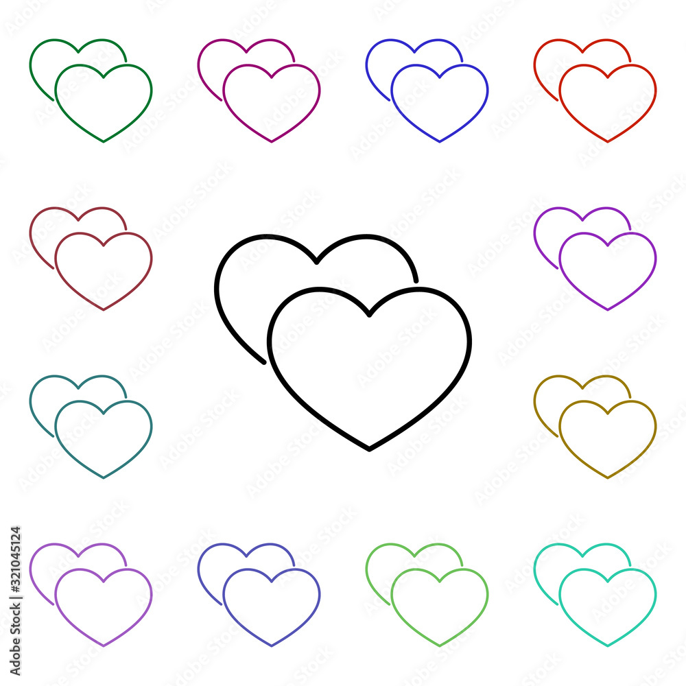 Heart couple multi color style icon. Simple thin line, outline vector of heartbeat icons for ui and ux, website or mobile application