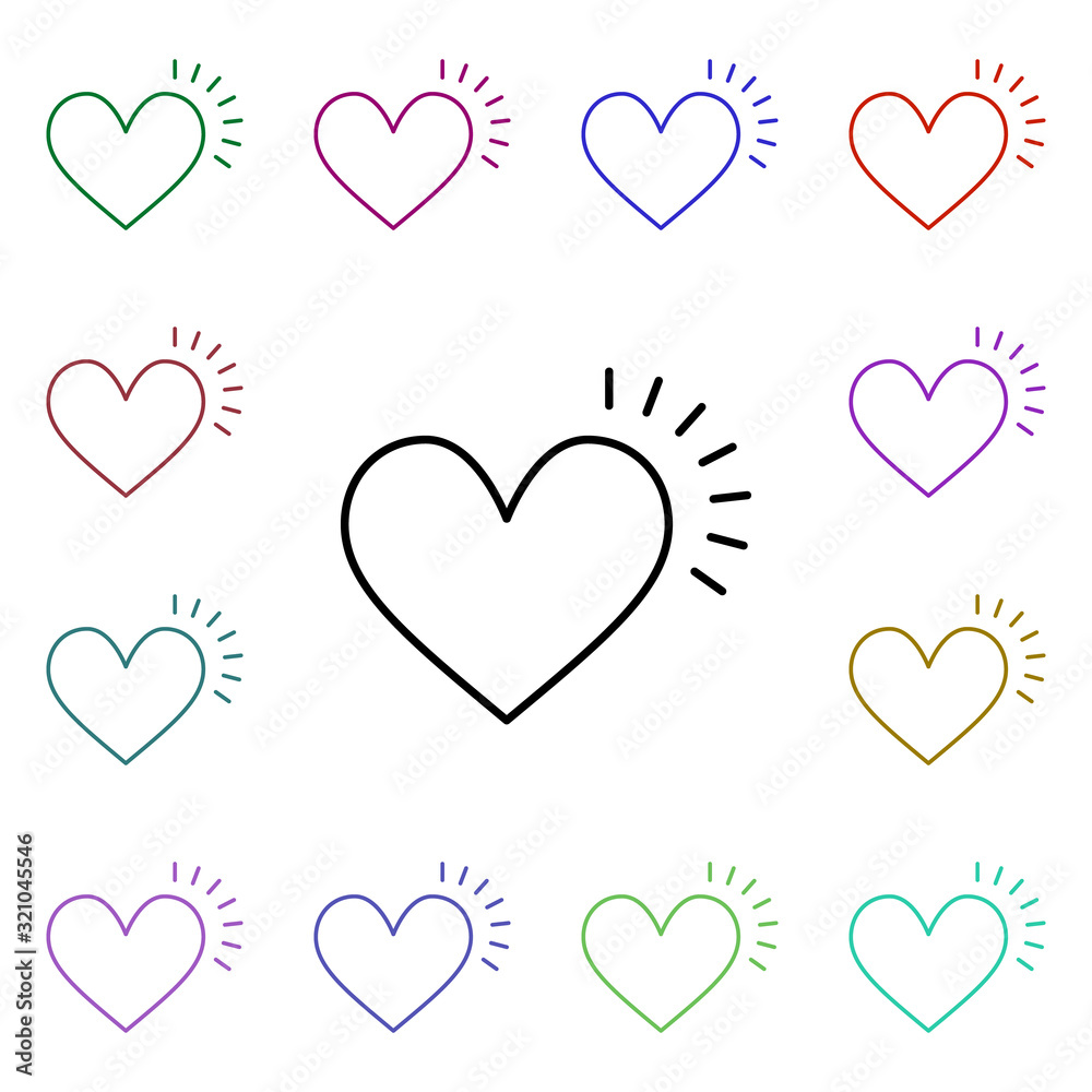 Heart find idea symbol multi color style icon. Simple thin line, outline vector of heartbeat icons for ui and ux, website or mobile application