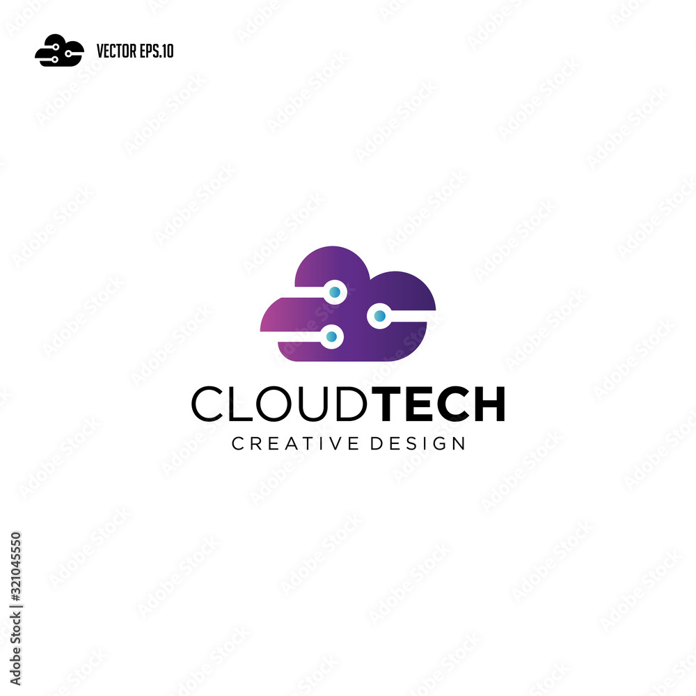 Cloud Network Logo, cloud computing with network technology logo design. Cloud Network Logo, cloud computing with network technology logo design.