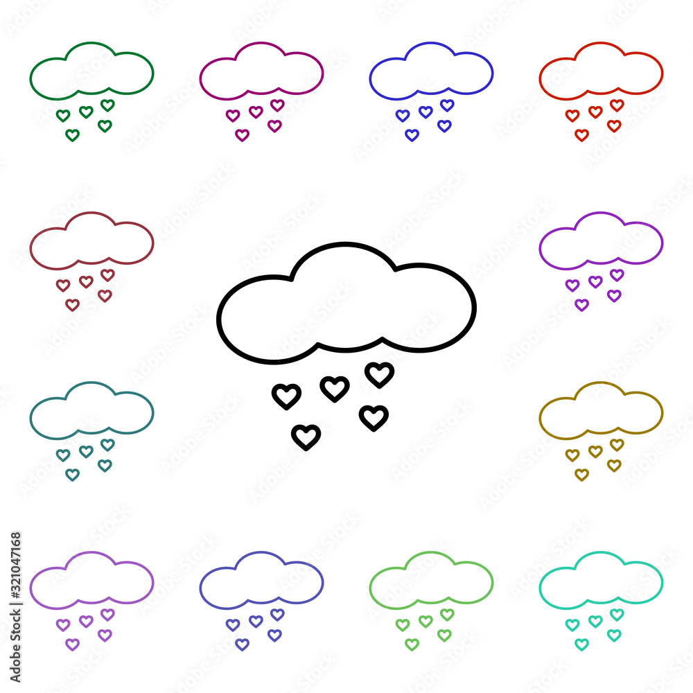 Heart rain, snow, cloud multi color style icon. Simple thin line, outline vector of heartbeat icons for ui and ux, website or mobile application Heart rain, snow, cloud multi color style icon. Simple thin line, outline vector of heartbeat icons for ui and ux, website or mobile application