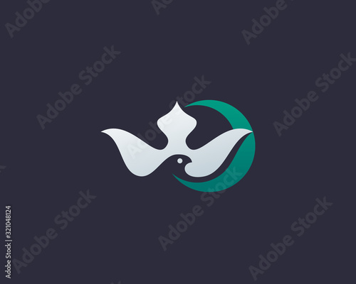 Abstract bird crescent premium logo icon design minimal style illustration. Eagle falcon hawk vector emblem sign symbol logotype