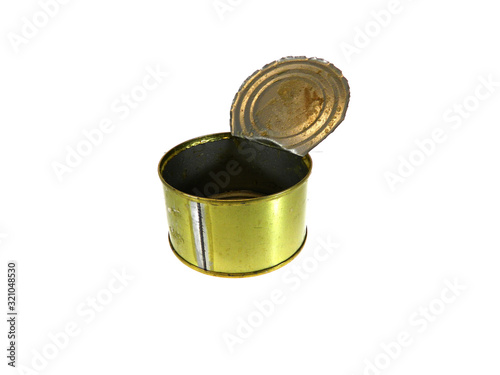 old tin can isolated on white background