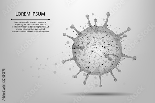 Abstract line and point Virus cell. Low poly Immunology, new strain epidemic, infection pathogen concept vector illustration. Abstract polygonal image.