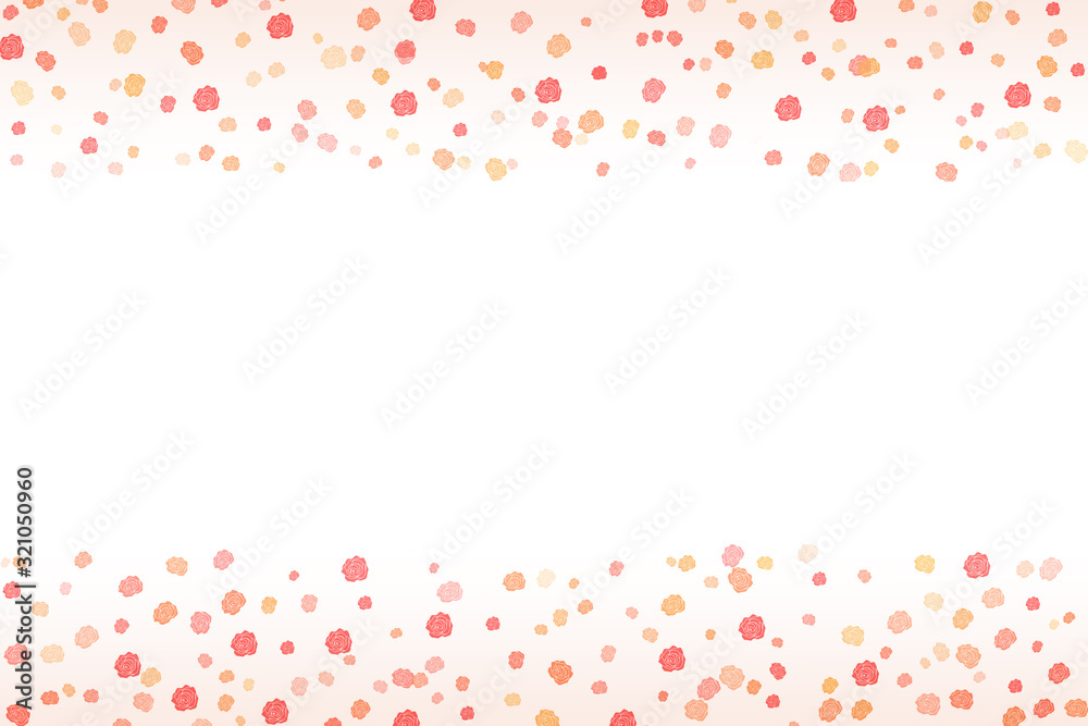 Abstract background with pink roses on white for valentines day. Romantic pattern for Valentine's day with copy space. Confetti in the shape of roses. Abstract background with pink roses on white for valentines day. Romantic pattern for Valentine's day with copy space. Confetti in the shape of roses.