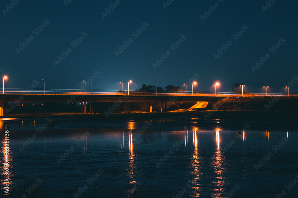 A Bridge At Night With Long Exposure, Estuary Swords.