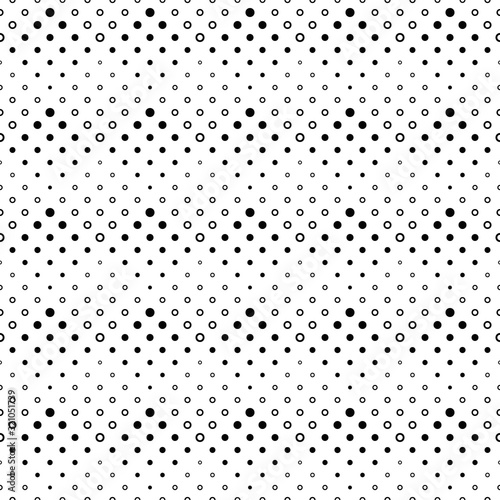 Abstract seamless geometrical circle pattern background - monochrome vector graphic from dots and circles