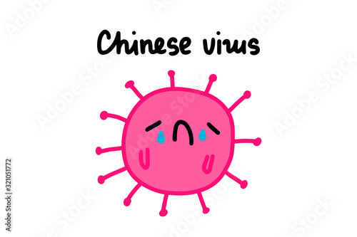 Chinese virus hand drawn vector illustration in cartoon comic style crying character epidemic