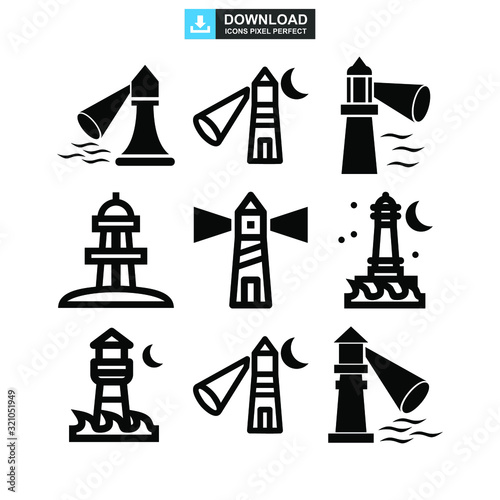 lighthouse icon or logo isolated sign symbol vector illustration - high quality black style vector icons
