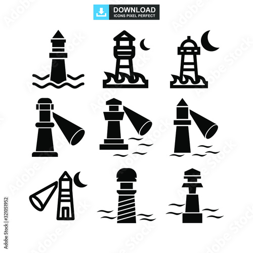 lighthouse icon or logo isolated sign symbol vector illustration - high quality black style vector icons
