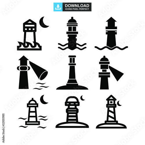 lighthouse icon or logo isolated sign symbol vector illustration - high quality black style vector icons
