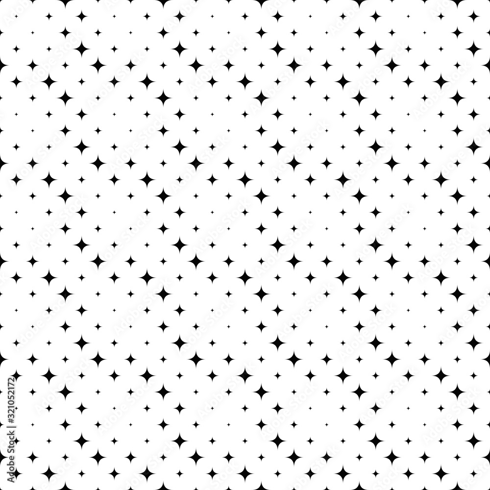 Geometrical black and white star pattern background design - abstract vector graphic