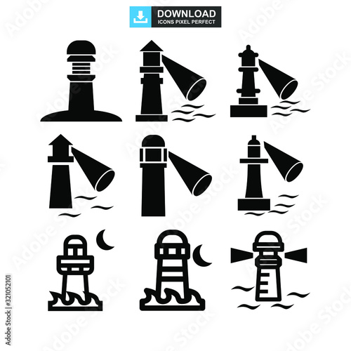 lighthouse icon or logo isolated sign symbol vector illustration - high quality black style vector icons
