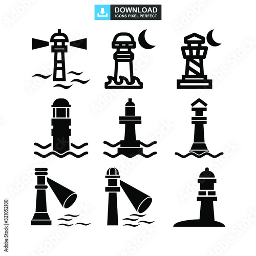 lighthouse icon or logo isolated sign symbol vector illustration - high quality black style vector icons
