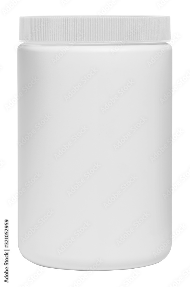 big white plastic jar for medicals with screw cap isolated big white plastic jar for medicals with screw cap isolated
