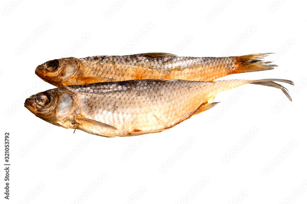 dry fish isolated on white background