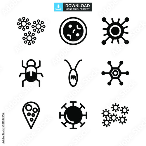 Bacteria icon or logo isolated sign symbol vector illustration - high quality black style vector icons
