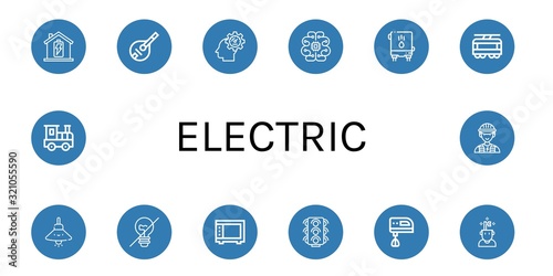 electric simple icons set