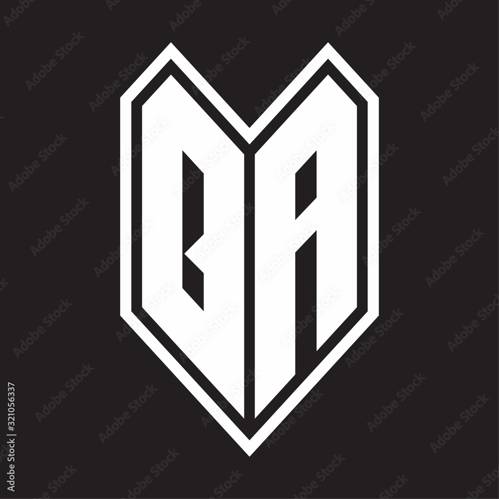 QA Logo monogram with emblem line style isolated on black background QA Logo monogram with emblem line style isolated on black background