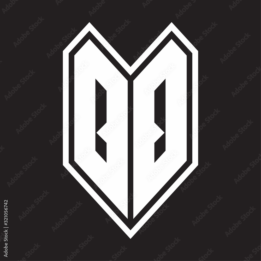 QQ Logo monogram with emblem line style isolated on black background QQ Logo monogram with emblem line style isolated on black background