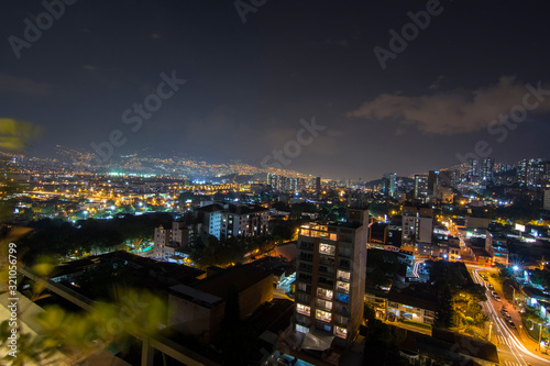 Wallpaper Mural Panoramic of Medellin by night, El Poblado sector Torontodigital.ca