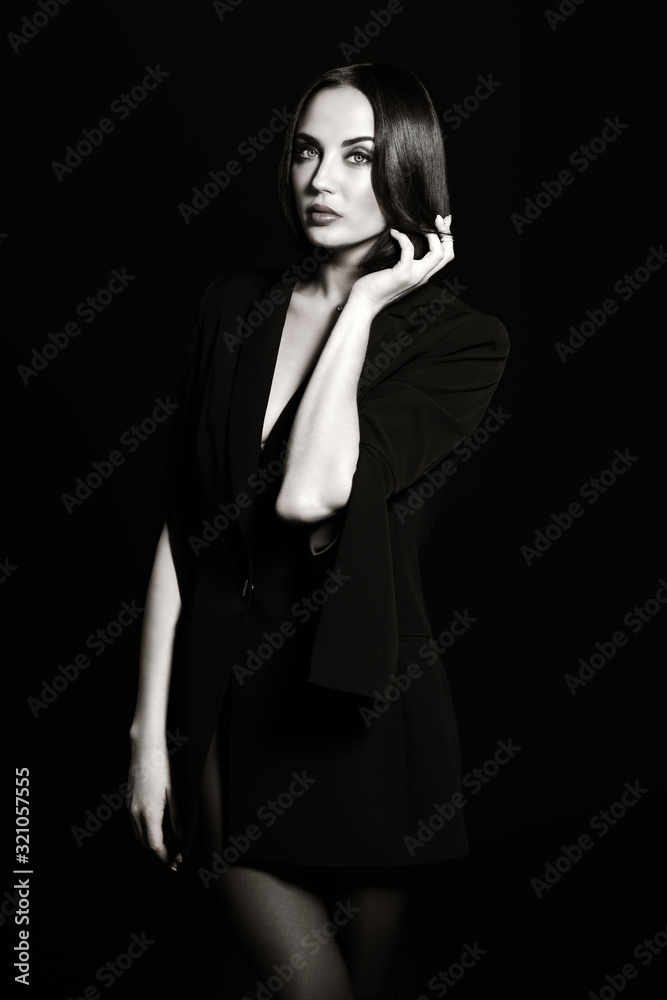 monochrome portrait of a brunette monochrome portrait of a brunette